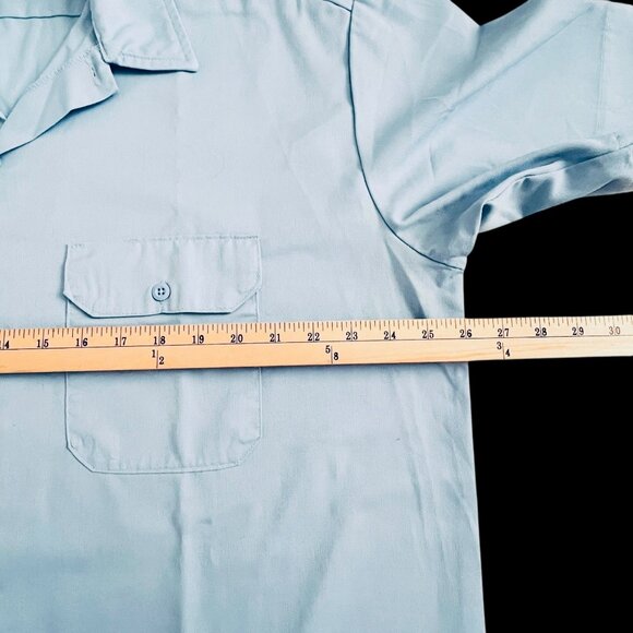 Dickies Work Shirt Original Fit Mens XL SS Button Up Blue Pockets Utility Rugged - Picture 7 of 9